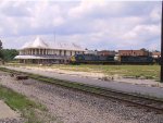 CSX 235 leads a coal train past the unrestored station